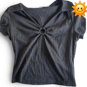 Black Ribbed Women's Top